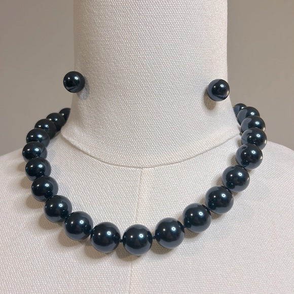 Charter Club - Navy Blue Pearls Tower NECKLACE  and EARRINGS - Picture 1 of 5